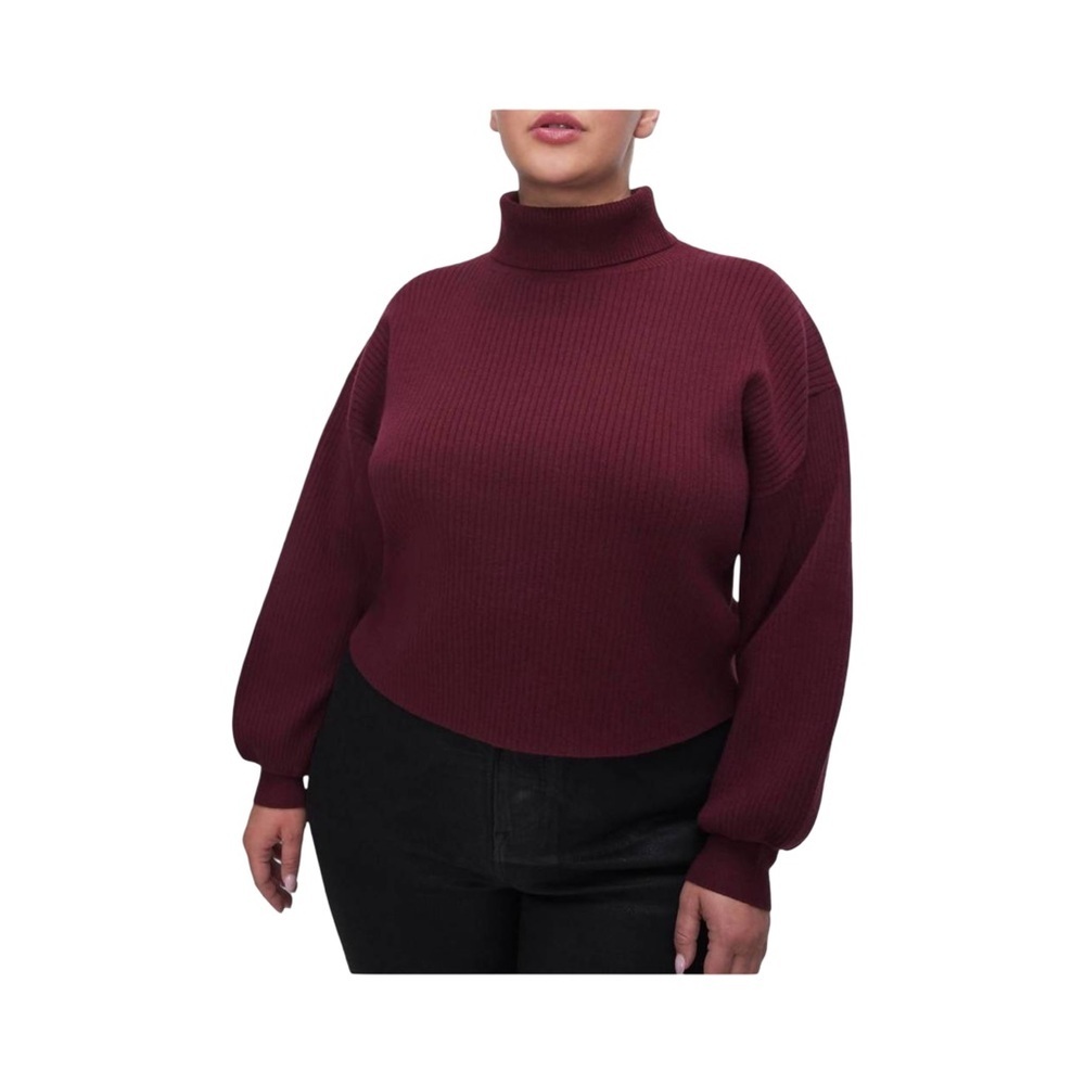 Good American Ribbed Crop Long Sleeve Turtleneck Sweater NWT Size XL